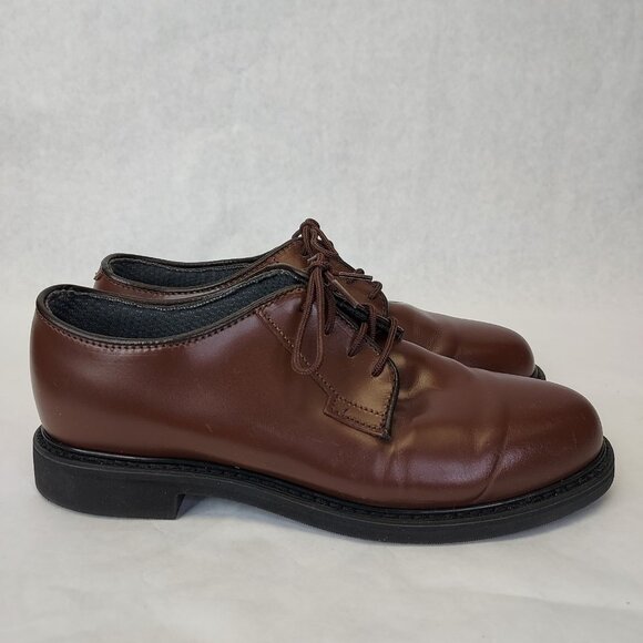 Bates Lites Brown Leather Oxford Shoes Men's 8 Non Marking Oil Resistant US Navy - Picture 9 of 14